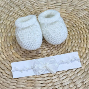 Kit Sapatinho com Tiara Pérolas