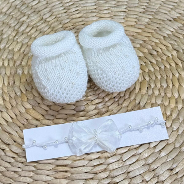 Kit Sapatinho com Tiara Pérolas