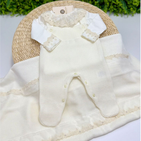 Saída Maternidade Renda Luxo Off-White com Body - Imagem 2