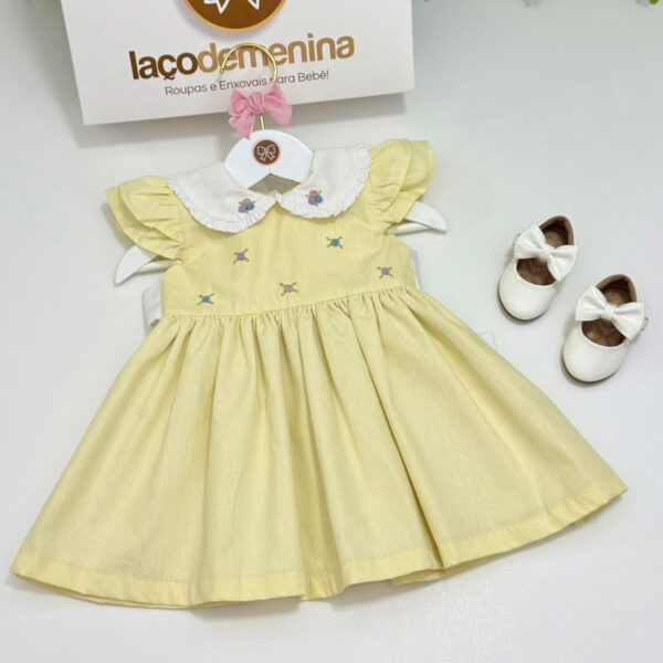 Vestido Paloma Amarelo Bordado Rococó - Imagem 2