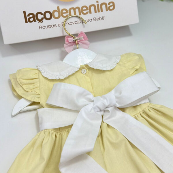 Vestido Paloma Amarelo Bordado Rococó - Imagem 3