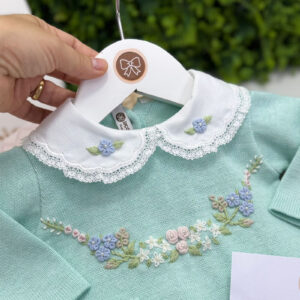 Saída Maternidade Lívia Verde e Rosa Claro