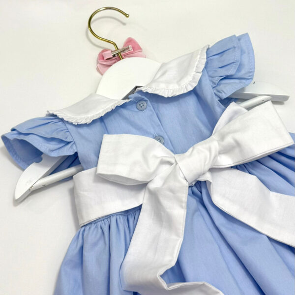 Vestido Paloma Azul Claro Bordado Rococó - Imagem 3