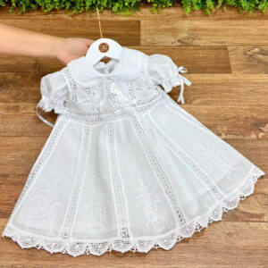 Vestido Renascença Nesga Fina Tradicional com Bordado Manual