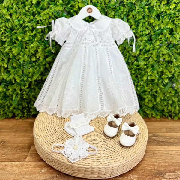 Vestido Renascença Nesga Fina Bordado Manual