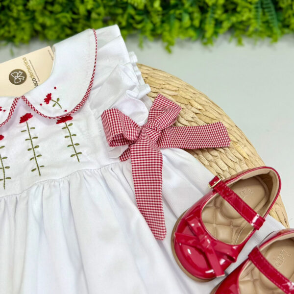 Vestido Celine Branco Bordado Manual - Imagem 3