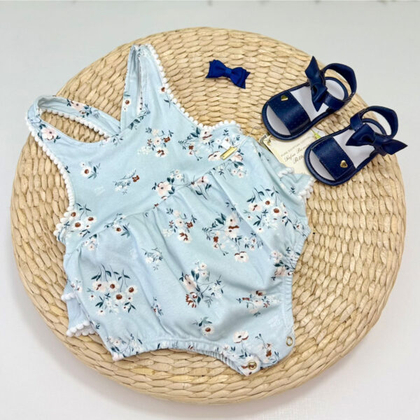 Jardineira Azul Floral Mini Bear®
