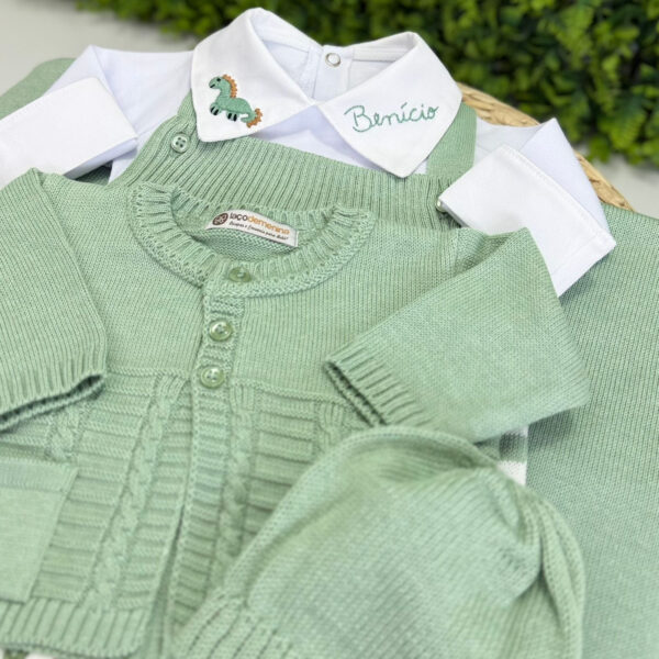 Saída Maternidade Breno Verde Listrada - Body Personalizado - Imagem 3