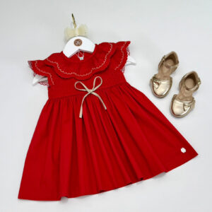 Vestido Talita Vermelha Golinha Bordada