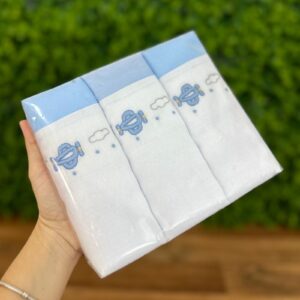 Kit Fraldas de Ombro Bordado Aviões