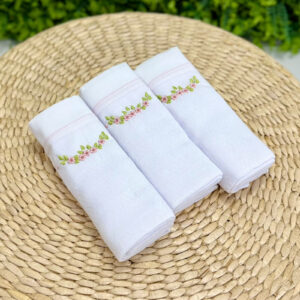 Kit Fraldas de Ombro Bordado Manual Flores Rosa