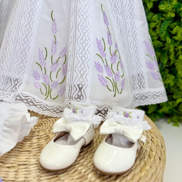 Vestido Renda Paraibana Bordado Lavanda Manual - Imagem 4