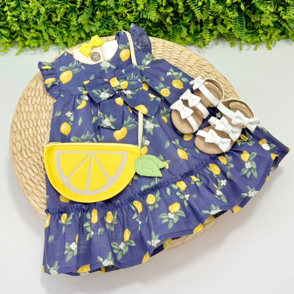 Vestido Azul Marinho Limão Siciliano