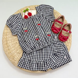Conjunto Xadrez Bordado Cerejinha