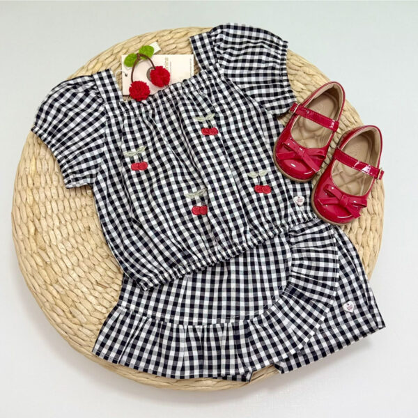 Conjunto Xadrez Bordado Cerejinha