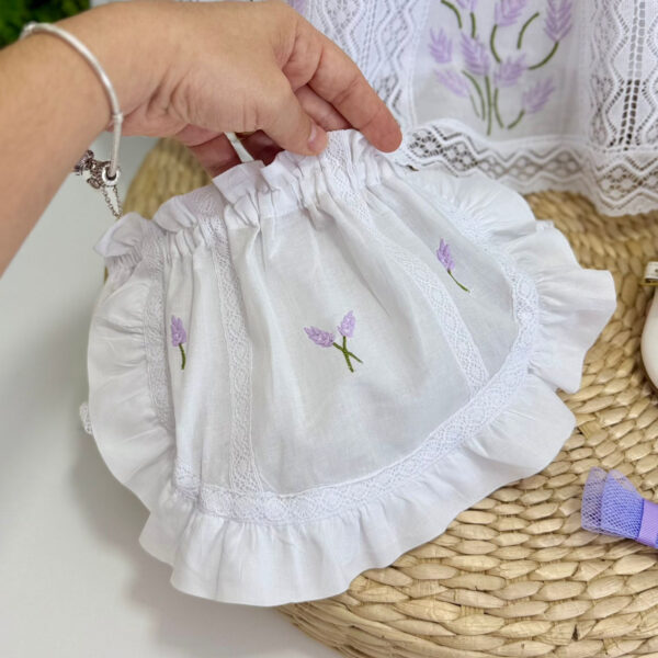 Vestido Renda Paraibana Bordado Lavanda Manual - Imagem 3