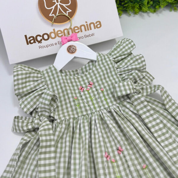 Vestido Jardim Fru-Fru Xadrez Verde - Imagem 2