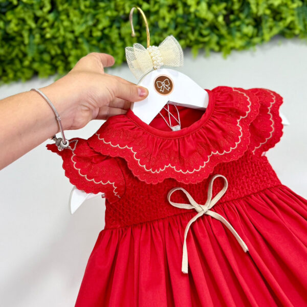 Vestido Talita Vermelha Golinha Bordada - Imagem 2
