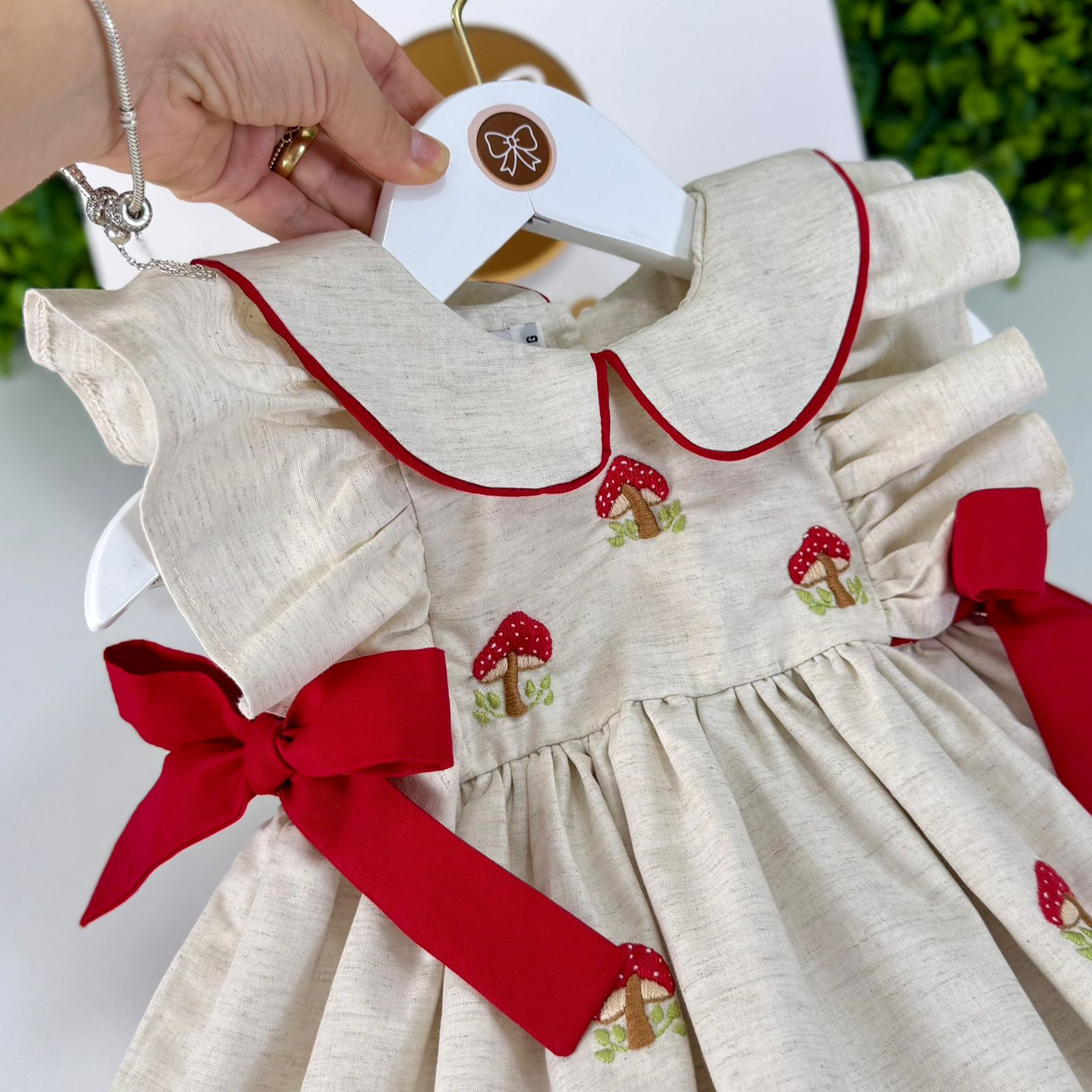 Vestido Bordado Manual Cogumelos - Imagem 2