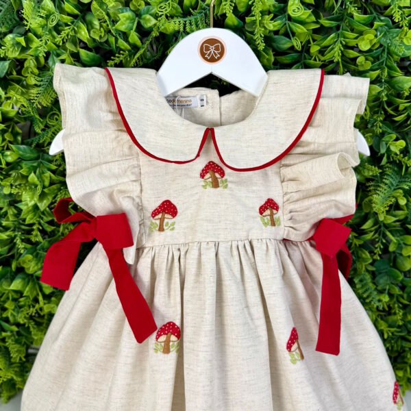 Vestido Bordado Manual Cogumelos — imagem 3