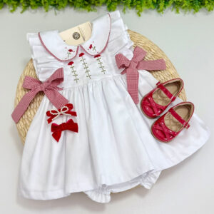 Vestido Celine Branco Bordado Manual