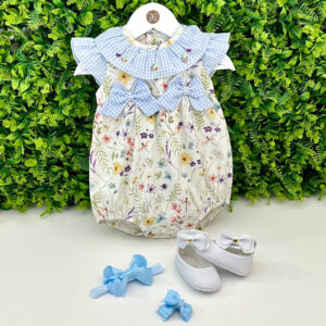 Pimpão Marina Floral Golinha Xadrez Azul