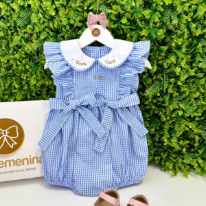 Pimpão Xadrez Bordado Rosa Chá