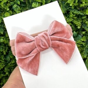 Tiara Lacinho Veludo Rosa Chá Olívia