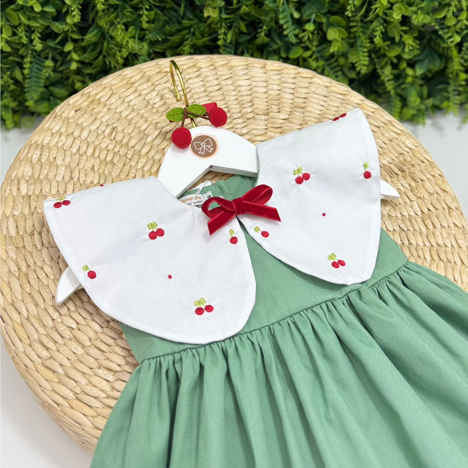 Vestido Helena Gola Bordada Cerejinha - Imagem 2