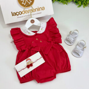 Pimpão Vermelho Bordado Moranguinhos