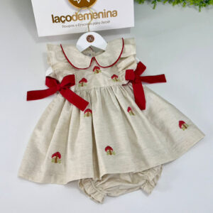 Vestido Bordado Manual Cogumelos