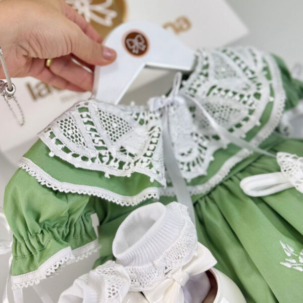 Vestido Cambraia com Gola Bordado Verde - Imagem 3