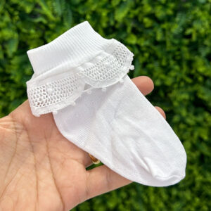 Meia Branca Bico Renda Renascença