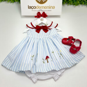 Vestido Giulia Listrado Azul Claro