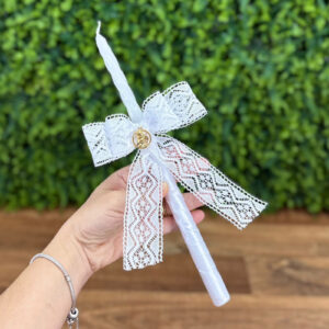 Vela de Batizado com Laço Renda Paraibana