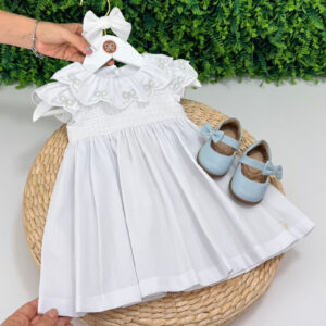 Vestido Laís Branco Golinha Bordada
