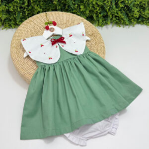 Vestido Helena Gola Bordada Cerejinha