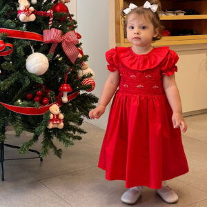 Vestido Festa Vermelho Bordado Rococó