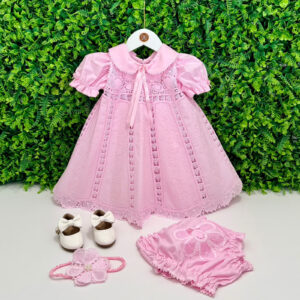 Vestido Renascença Nesga Princesa Rosa com Acessórios