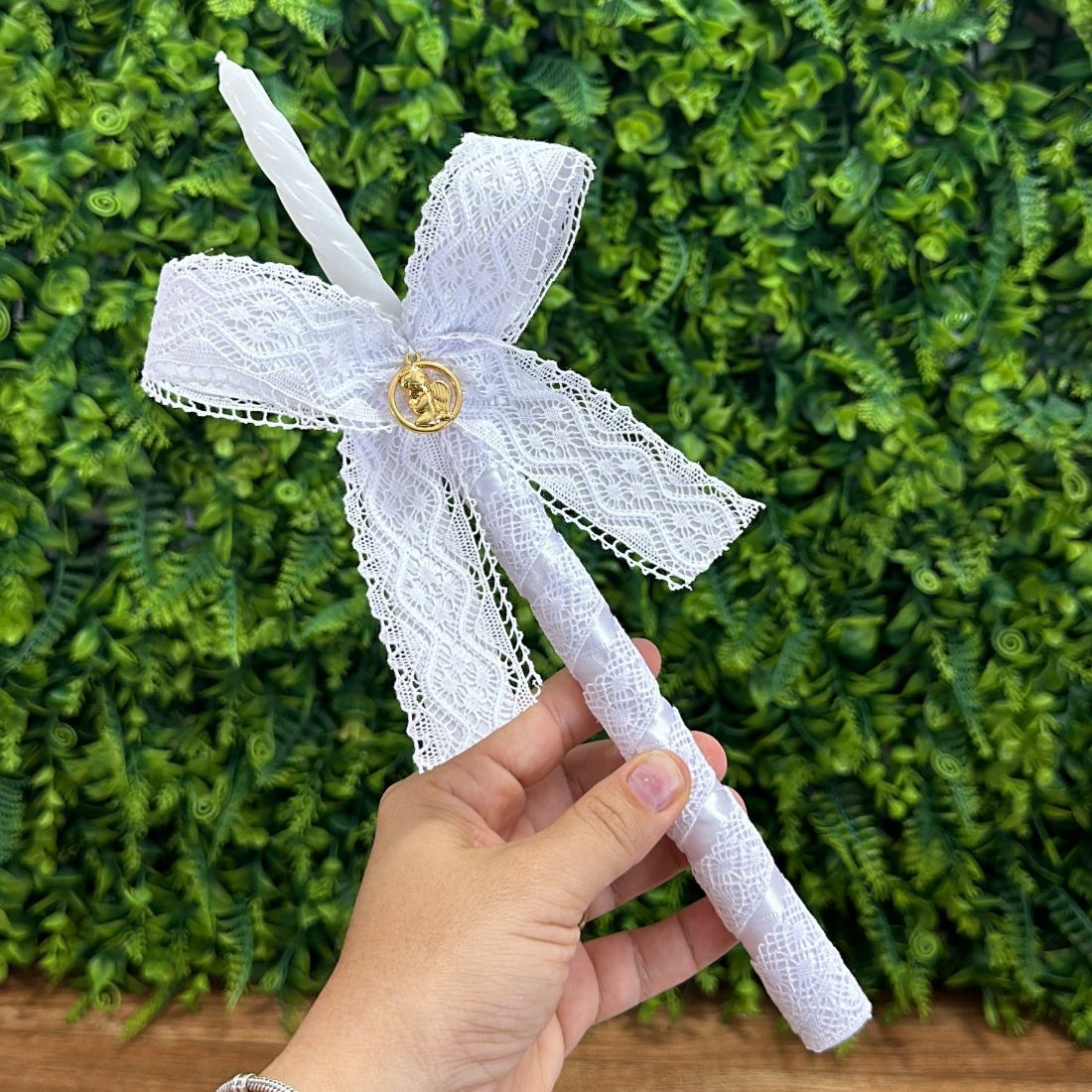 Vela Batismo Renda Paraibana Pingente Dourado