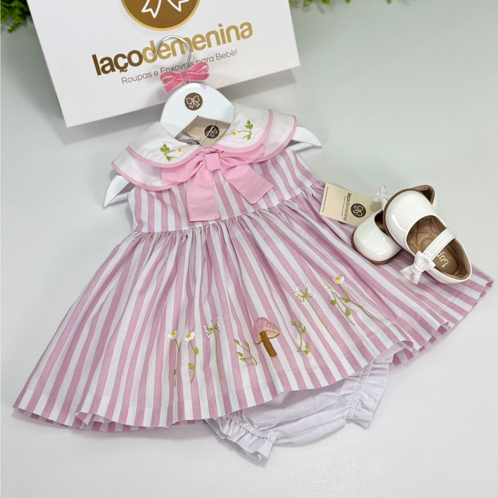 Vestido Giulia Listrado Rosa