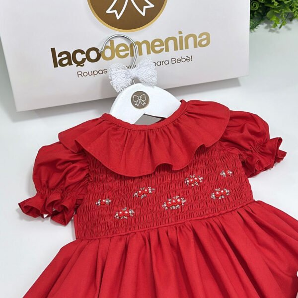 Vestido Festa Vermelho Bordado Rococó — imagem 3