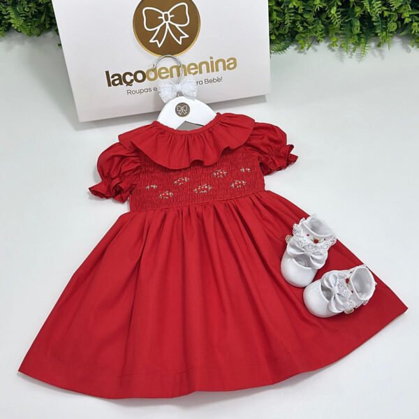 Vestido Festa Vermelho Bordado Rococó — imagem 2