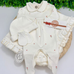 Saída Maternidade Antonela Off-White e Rosa Chá Kidstar®