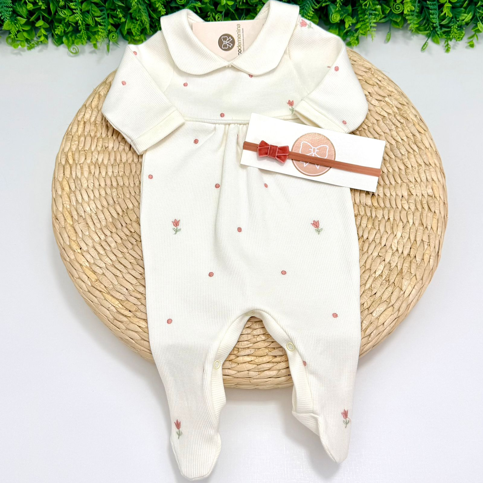 Saída Maternidade Antonela Off-White e Rosa Chá Kidstar® sem Manta