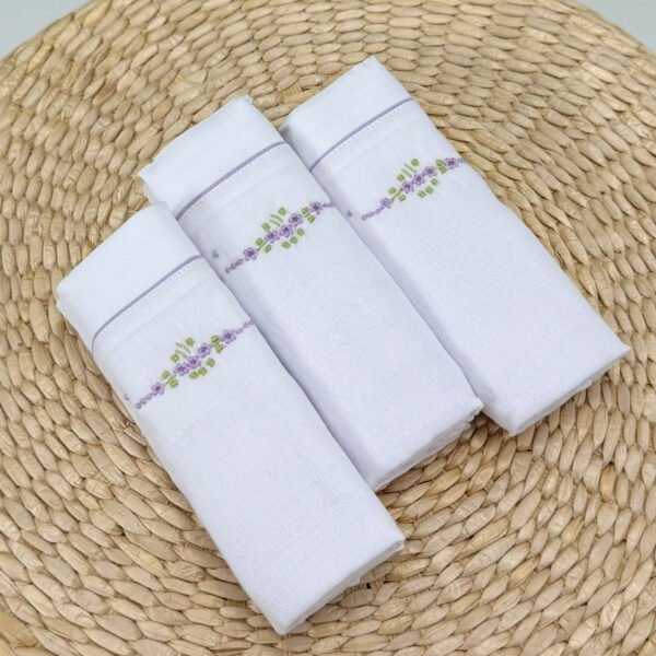 Kit Fraldas de Ombro Bordado Manual Flores Lavanda — imagem 1