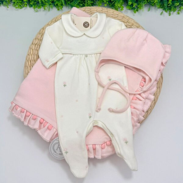 Saída Maternidade Olívia Off-whitte e Rosa Claro Kidstar® — imagem 1