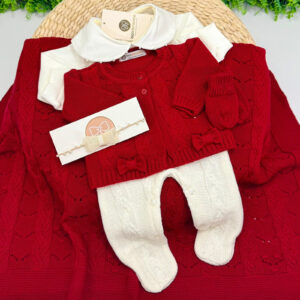 Saída Maternidade Amora Vermelha e Off-White