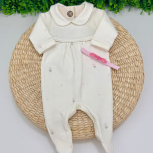 Saída Maternidade Olívia Off-whitte e Rosa Claro Kidstar® sem Manta