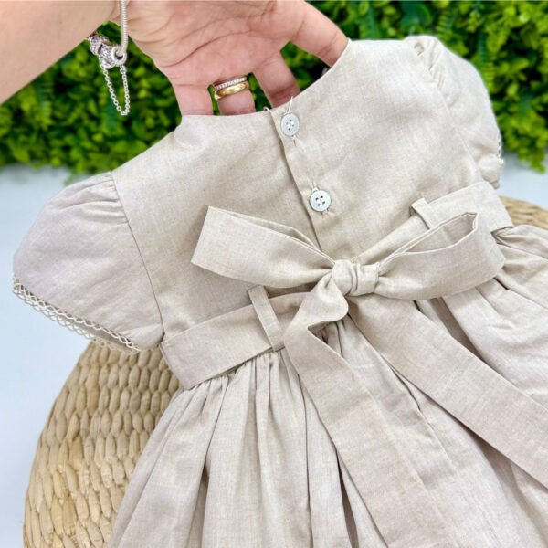 Vestido Melina Bege Manga Tulipa — imagem 4